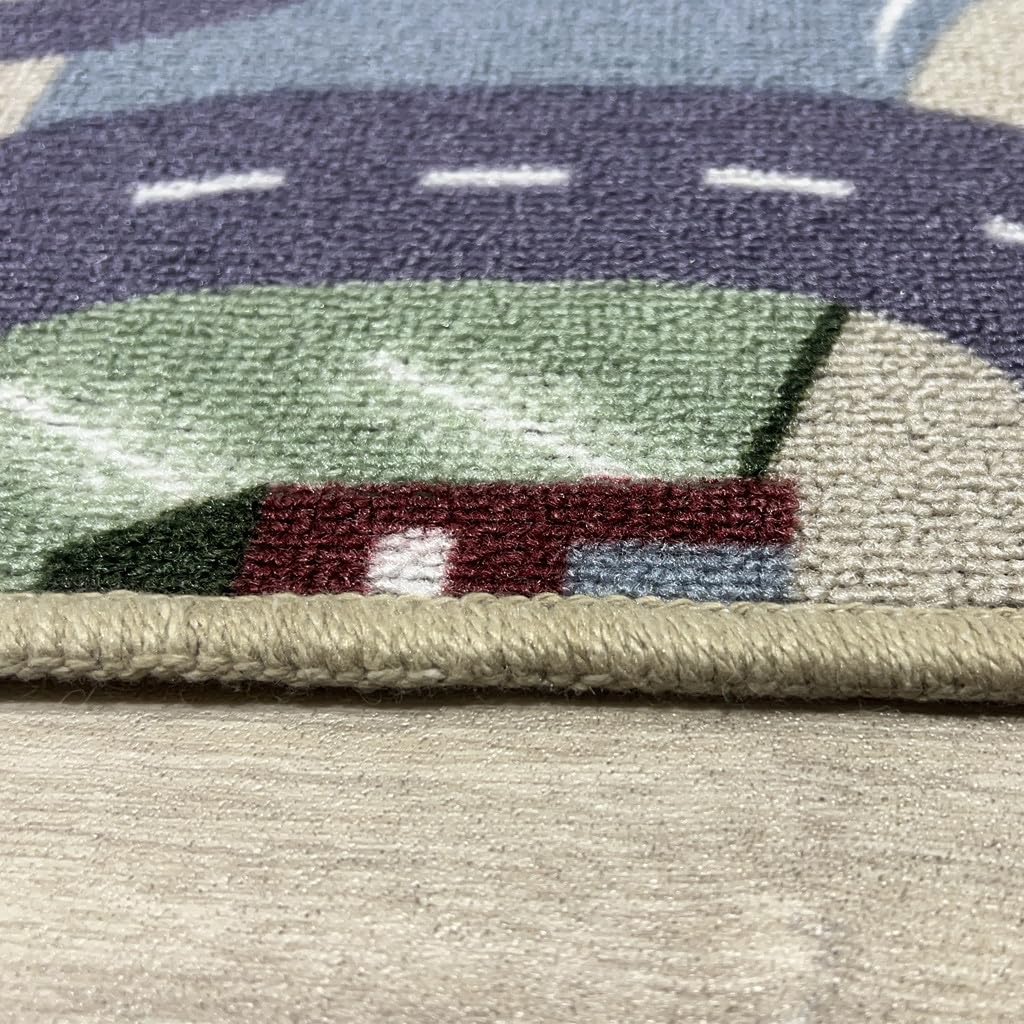 Alfombra Infantil Poble – diseño de Pueblo en Nylon Resistente– Ideal para Jugar con Coches– Segura, Lavable y Llena de Aventuras (200 x 200 cm)