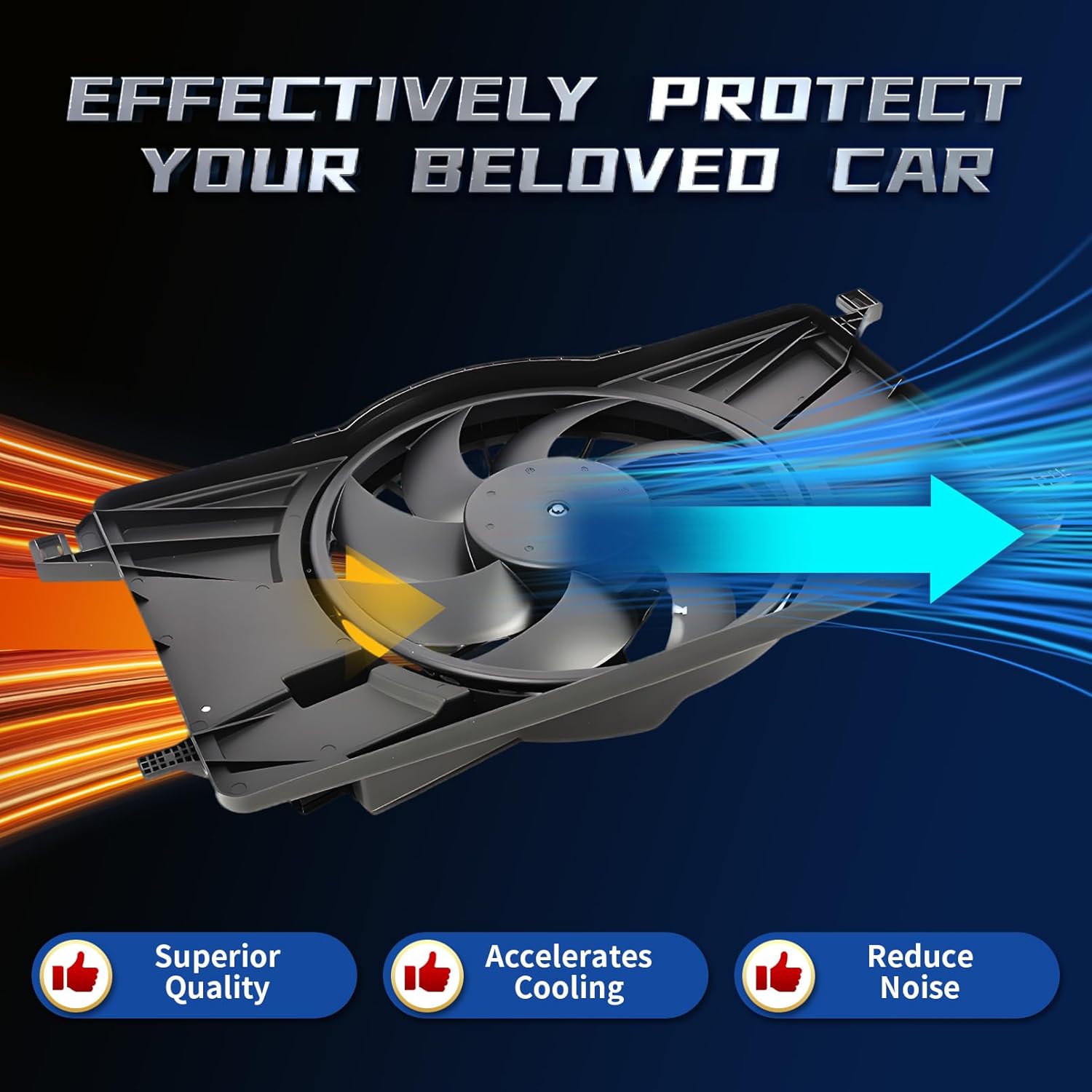Engine Radiator Cooling Fan Assembly Compatible with Focus 2012-2018 2.0L L4 Ev Replace BV6Z8C607K 621606 Electric Cooling Fan with Brushless Motor