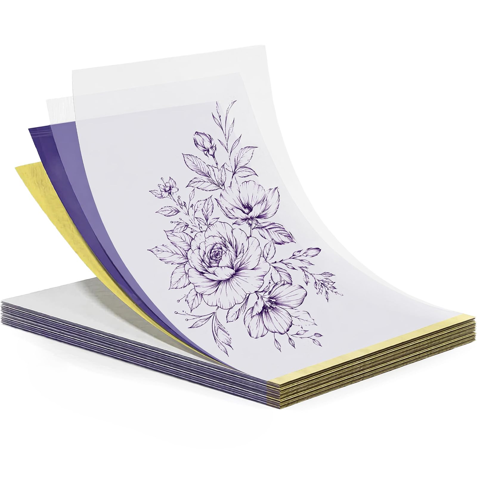 50 Sheets Tattoo Transfer Paper A4 4 Layers Thermal Stencil Paper for Tattoo Machine and Hand Drawing Clear Carbon Tracing Sheets for Artists