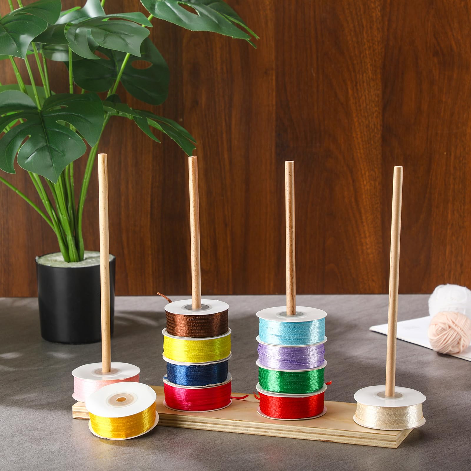 Snapklik.com : 1 Pcs Wooden Ribbon Rack Storage Ribbon Organizer Spool ...