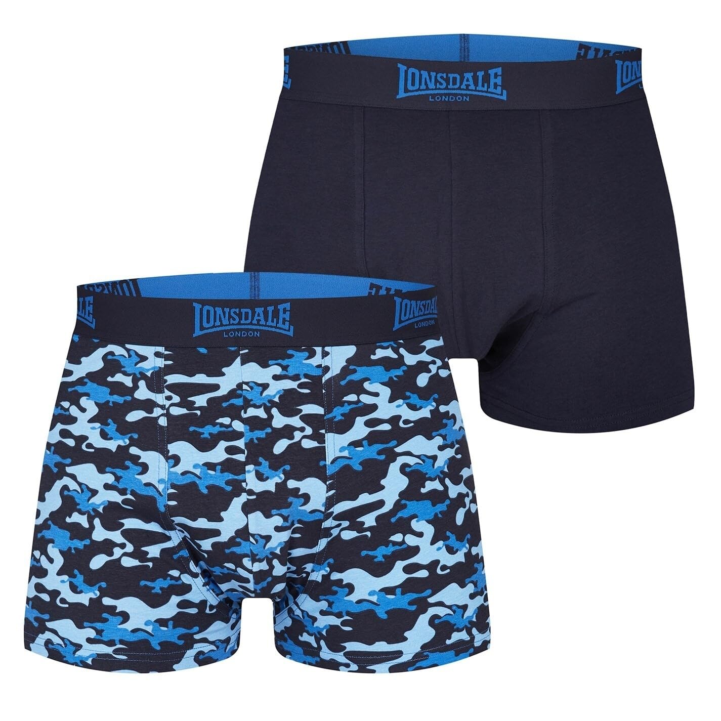 Lonsdale Men's Camo/Navy 2 Pack Trunks Medium