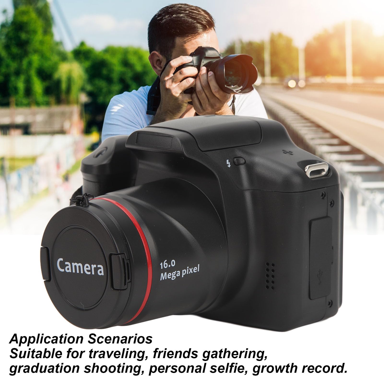 Digital Camera with 1080P Resolution, 16X Zoom, Portable Mini Rechargeable Design, Gifts for Students, Teens, Adults, Girls, Boys, Ideal for Vlogging