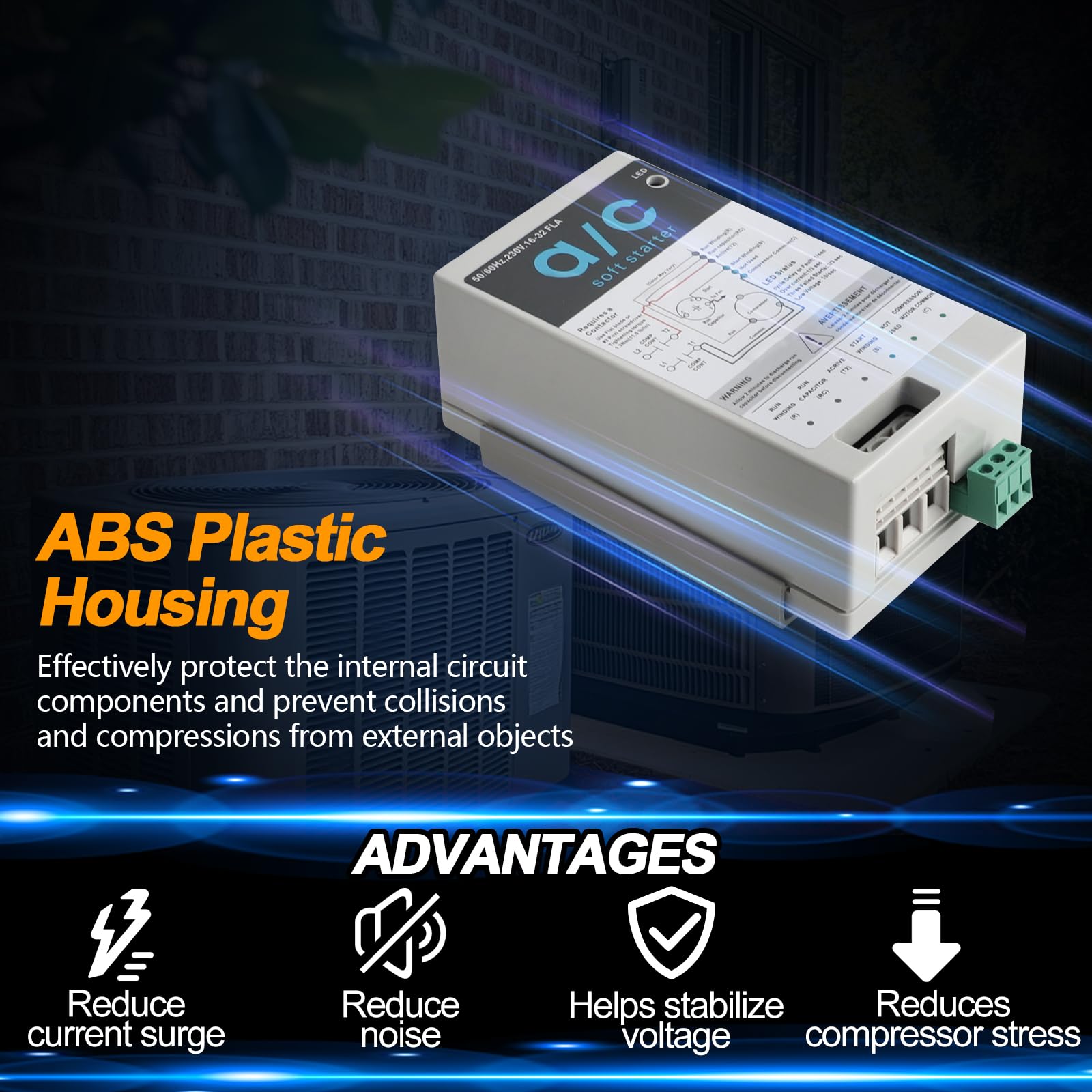 16-32A Soft Start Module per 4-7 tonnellate condizionatori d'aria HVAC residenziali, protezione inversa motore, kit di avviamento graduale AC sostituire per il sistema del generatore
