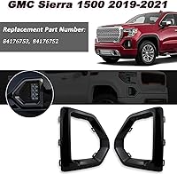 Vista 2 de 1 par de cubierta de bisel de luz antiniebla delantera, repuesto exterior compatible con GMC Sierra 1500 de 4 puertas 2019-2021 Denali SLT AT4 Marco