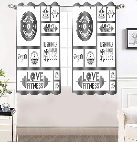 Miniatura 9 de CLXTMN246 - Cortina de fitness de 42 x 63 pulgadas, decoración del hogar, bolsas de arena de gimnasio con citas inspiradoras, patrón impreso,