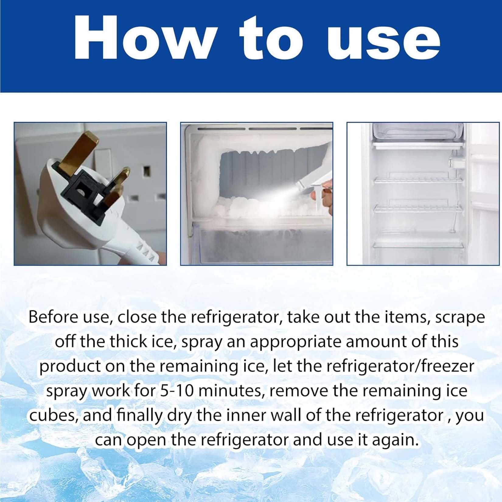 Anti-Bacterial Fridge Freezer De-Icer Spray Deicer Spray Fridge Cleaner Genuine Fresh & Bright
