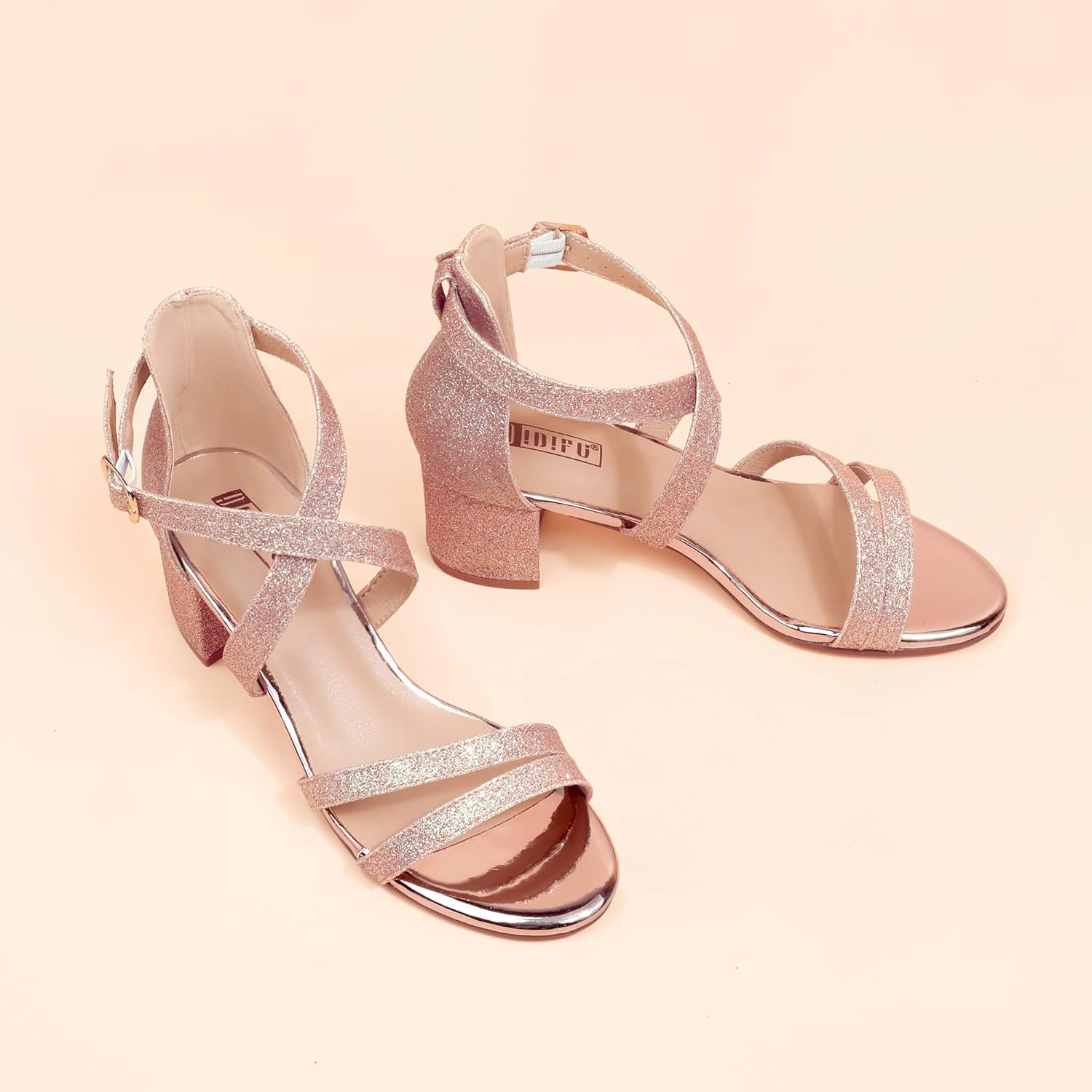 IDIFU Women's Block Low Chunky Heel Strappy Sandals Open Toe Ankle Strap Dress Wedding Evening Shoe for Women Bridal - Image 5