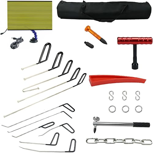 Barra de reparación de abolladuras sin pintura con cola de ballena, luz de reparación de abolladuras sin pintura, herramientas de reparación de