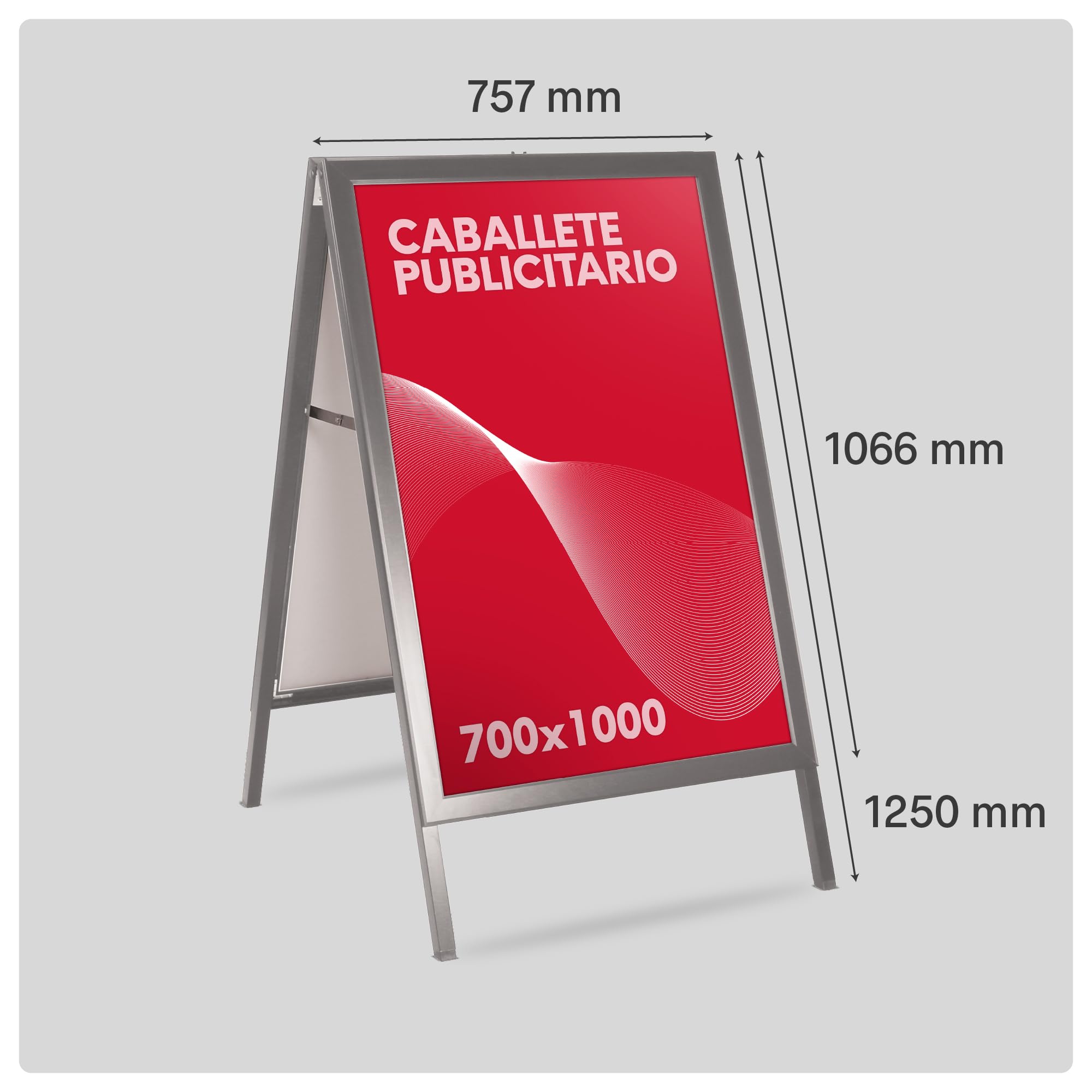 Caballete para Panel Publicitario uso interior y Exterior | Porta Carteles de Aluminio Doble Cara, Soporte para Carteles Plegable | Expositor de Anuncios Doble Cara | 700x1000mm