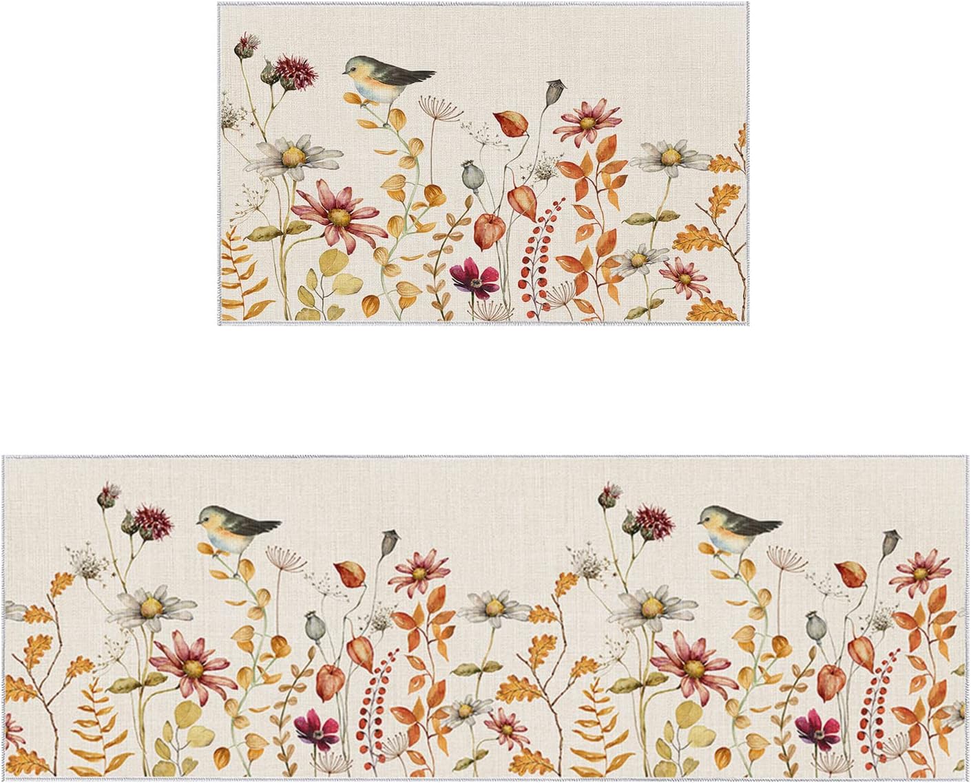 Amazon.com: Thanksgiving Kitchen Rugs and Mats Set of 2 Fall Flower ...