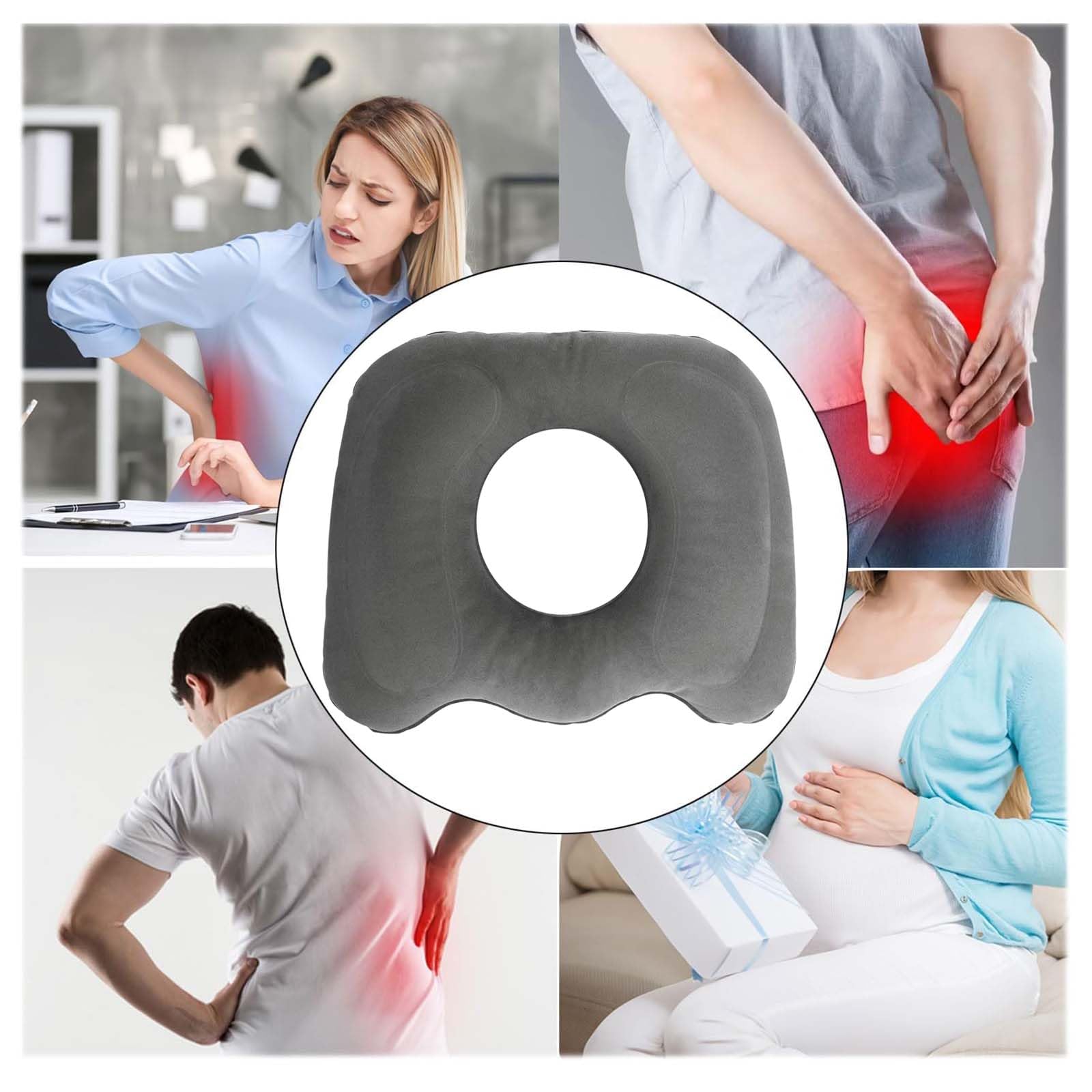 Cojín Inflable Para Asiento Ortopédico - Alivia Dolor De Coxis Y Espalda, Para Oficina Y Silla De Ruedas