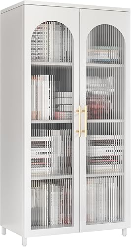 Gabinete de almacenamiento con puertas de cristal,Gabinete de metal para sala de estar, pasillo, cocina, despensa, gabinete de vidrio para