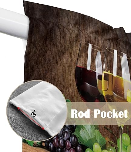 Miniatura 5 de Swag Curtain Valances Red Wine Swag Valances for Kitchen Windows Grape Fruit Barrel Wood Grain Short Topper Curtains Tier Pair for Kitchen Bedroom