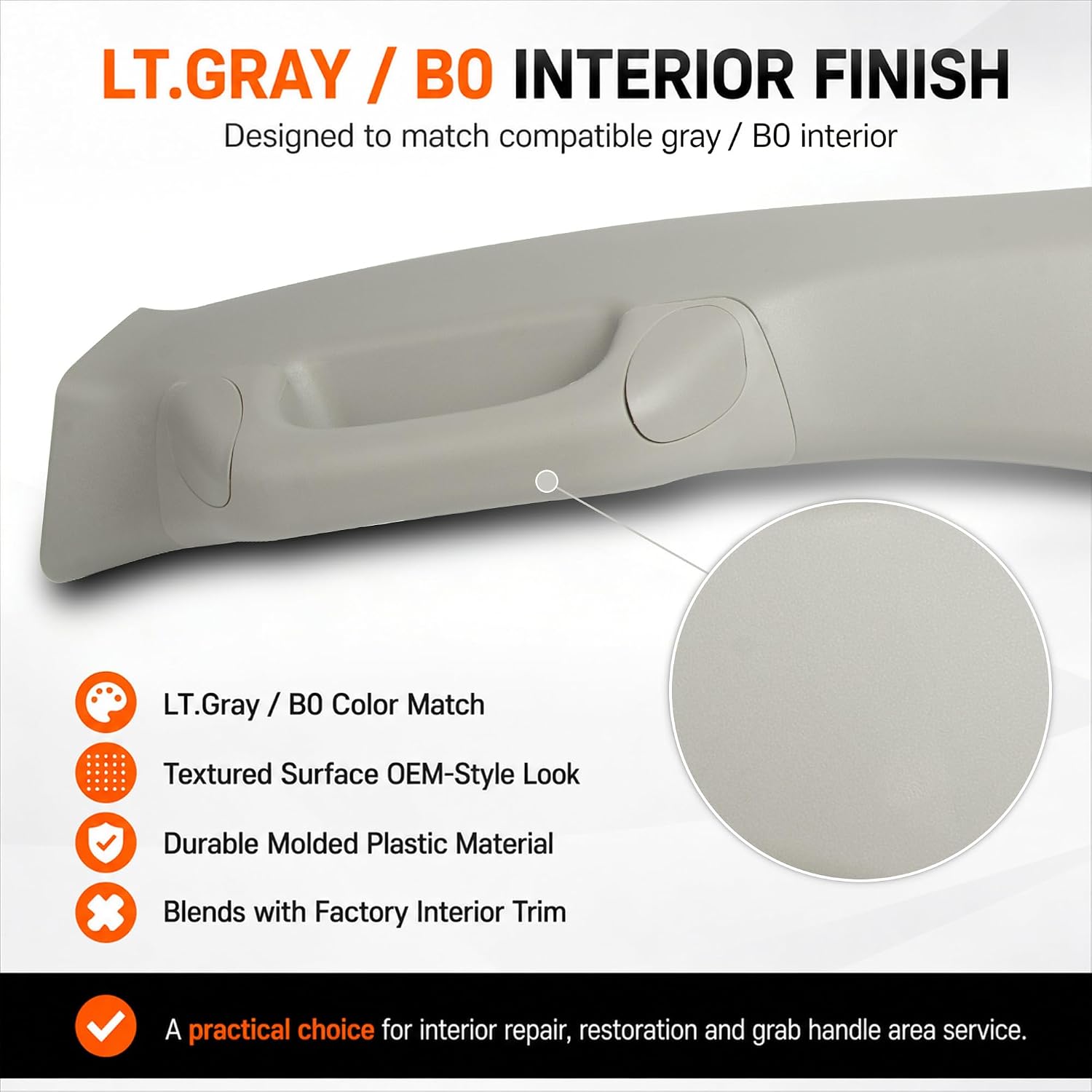 Driver Side A-Pillar Grab Handle Kit Compatible with Toyota Tundra 2007-2021 & Sequoia 2008-2022, Front Left Pillar Garnish Trim Panel, Replaces 62220-0C050-B0 74610-0C082-B0, Light Gray
