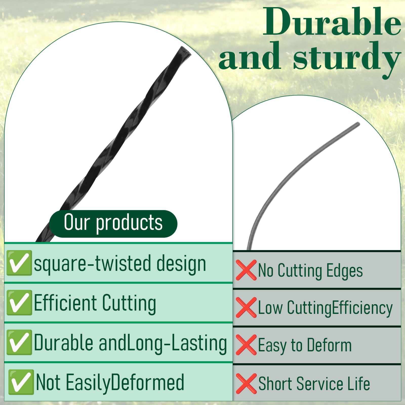 330105071 Fil de débroussailleuse diamant noir 0,105" (66,1 m) compatible avec Echo, Stihl, Husqvarna, DeWalt, Ryobi, Troy Bilt Weed Eaters