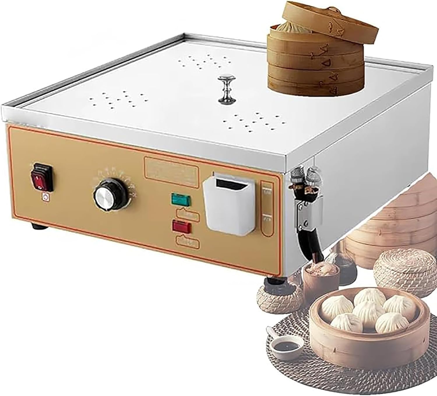 2 4 6 Hole Electric Steamed Bun Machine, Commercial Food Bread Bun Steamer, 30 110℃ Temperature, Home Steamed Buns, Dumplings, Rice, Chinese Food Cooker(4 holes)