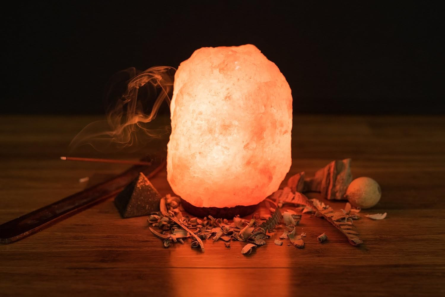 Natural Himalayan Salt Lamp on Solid Wood Base | to Purify Air & Set Relaxing Mood | Dual Voltage (AC 230V/110V), UL Listed, 6' Cord & Dimmer Switch by Uniwaresal, 5-8 lbs