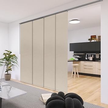 Manual Blackout Privacy Panel Track Blinds Wand Control Custom Size Oversize Width Up to 150" for Sliding Door Room Divider 82133B