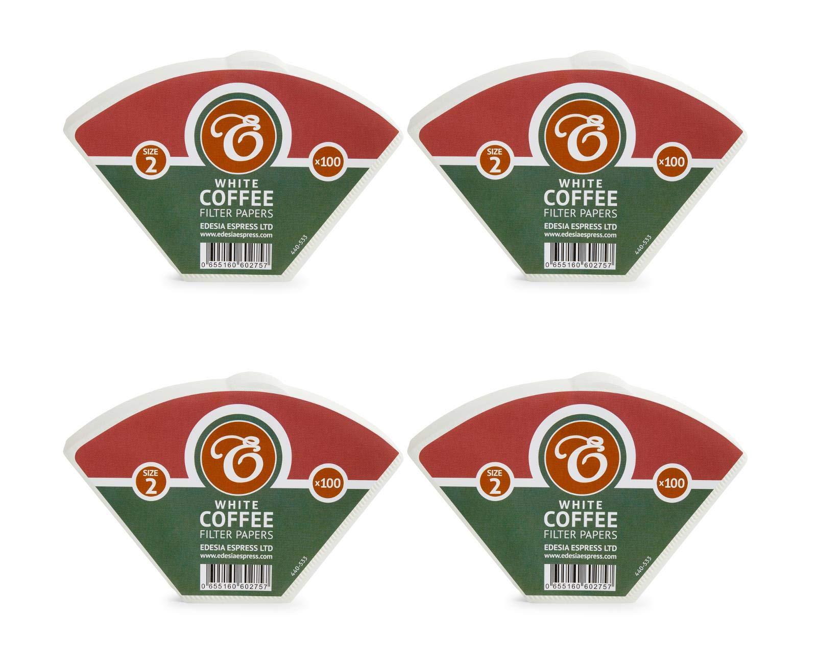 EDESIA ESPRESS – 400 Cone Coffee Filters in Paper – Coffee Filter No.2 for Manual Coffee Maker, Pour-Over and Gentle Brewing – Size 2 White