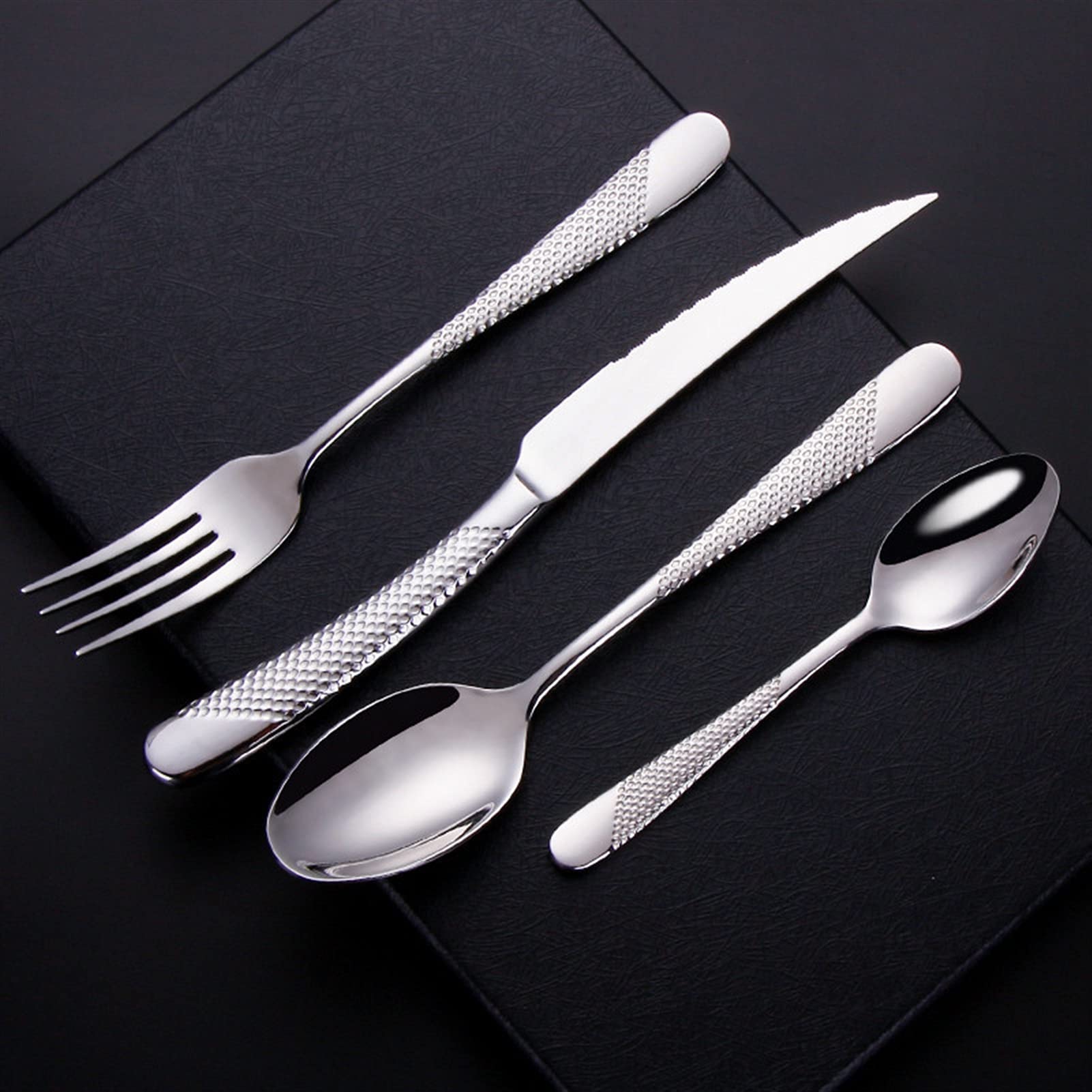 Küche Silber Geschirr Edelstahl Besteck Set Geschirr Spoon Gabelmesser Abendessen Set Geschirr (Color : Silver)