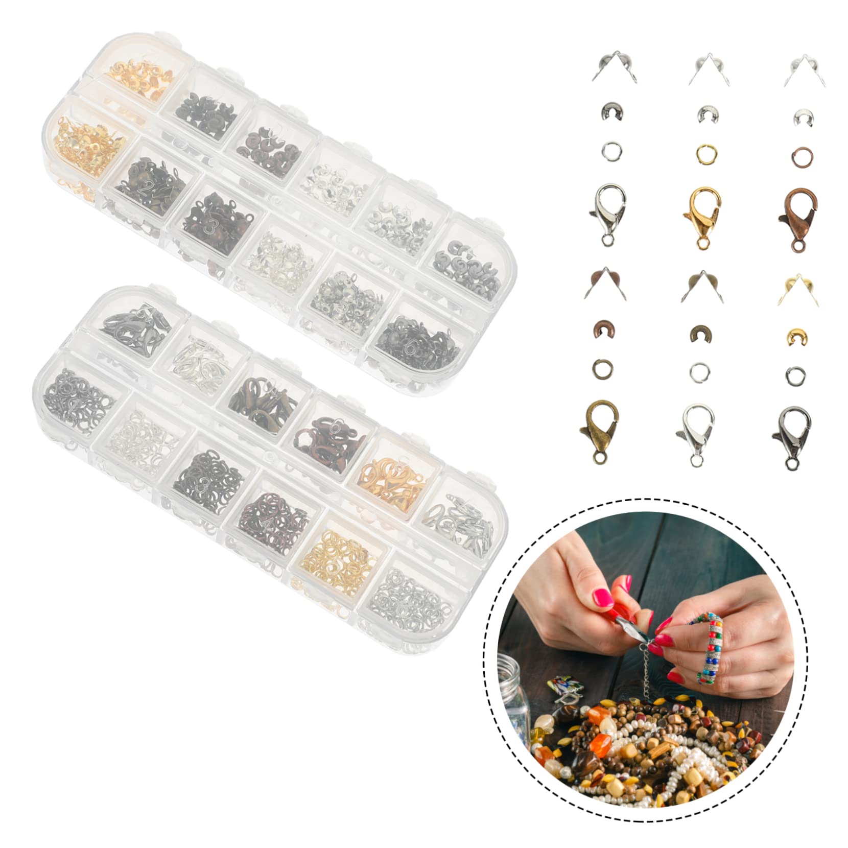 NUOBESTY Kit Completo Per La Creazione Di Gioielli 3 Set Forniture Per Catene Di Collane Fermagli Per Aragosta Perline A Cricchetto Adatto Per Livelli 782 Pezzi * 3