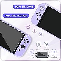 Vista 5 de RHOTALL Sakura Embossing Cute Carrying Case Set for Nintendo Switch OLED, Accessories Bundle for Switch OLED with Hard Case, Screen Protector, 4