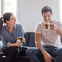 Vista 5 de Juego de tazas de café de vidrio de doble pared, tazas de vidrio con aislamiento transparente para bebidas calientes, adecuadas para té, café