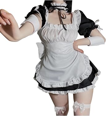 Japanese Anime Maid Apron Lolita Dress 2024 Sweet Bow Fancy Dress Halloween Cosplay Makeup Costume Plus Size 4PCS Set