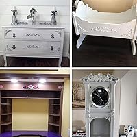 Vista 6 de MUXSAM 4 piezas de apliques decorativos tallados en madera de rosa, sin pintar, calcomanía larga sin pintar para puerta, pared, techo, armario