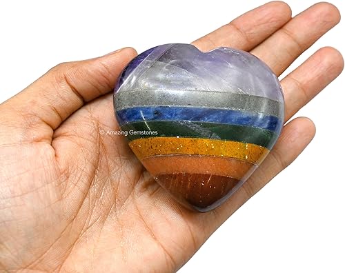 Miniatura 4 de Amazing Gemstone Piedra de Palma de Corazón de Cristal de Chakra - Piedra de Masaje de Bolsillo para Preocupación para Equilibrio Natural de Chakras