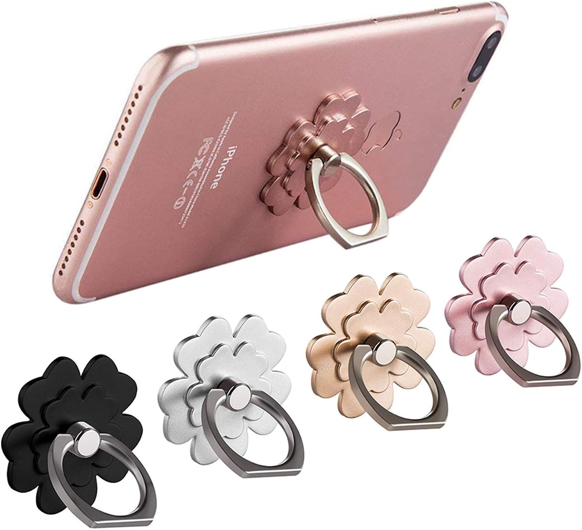 Phone Ring Holder, 4 Pack Cell Phone Grip Stand for Phone & Case | 360 Rotation, Compatible with Apple iPhone Samsung and Other Smart Phones, Stong Adhesion, Lightweight and Durable