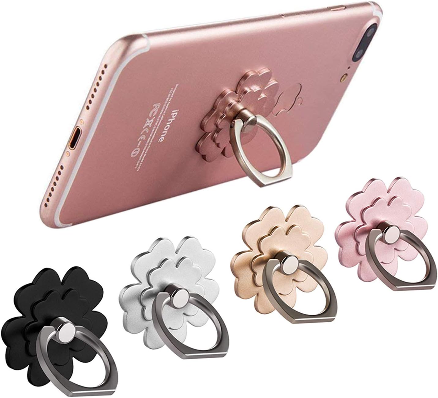 Phone Ring Holder, 4 Pack Cell Phone Grip Stand for Phone & Case | 360 Rotation, Compatible with Apple iPhone Samsung and Other Smart Phones, Stong Adhesion, Lightweight and Durable