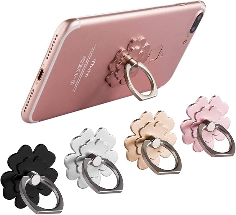 Phone Ring Holder, 4 Pack Cell Phone Grip Stand for Phone & Case | 360 Rotation, Compatible with Apple iPhone Samsung and Other Smart Phones, Stong Adhesion, Lightweight and Durable