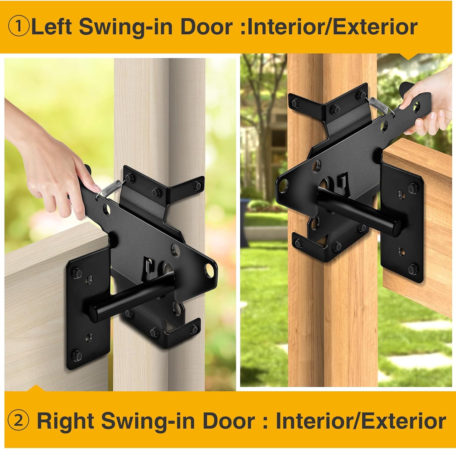 Self-Locking Gate Latch for Wooden Fence - Heavy Duty Automatic Gate Lock Gravity Door Latch Hardware for Secure Pool, Yard,Outdoor Garden, Metal Gates Vinyl Fences