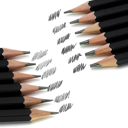 Miniatura 4 de Juego de lápices de grafito profesional de 12 piezas (8B-6H) para bocetos, sombreados y proyectos de arte. Ideal para principiantes, estudiantes y