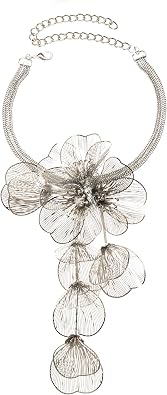 Jerollin Exaggerated Three-dimensional Metal Flower Pendant Necklace Earrings Jewelry Set