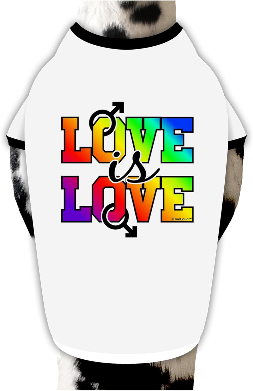TOOLOUD Love is Love Gay Pride Cotton Dog Shirt White with Black XL
