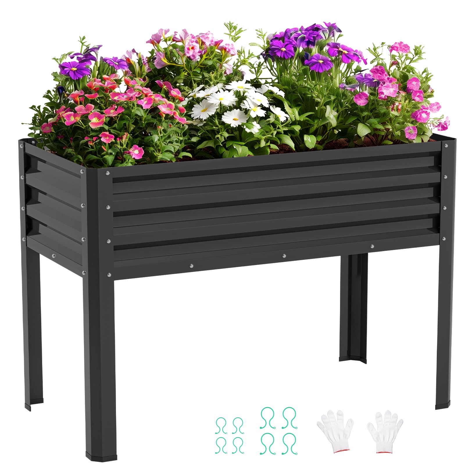 SUNYRISY Hochbeet Metall Blumenkasten für Balkon und Garten 116x60x80cm