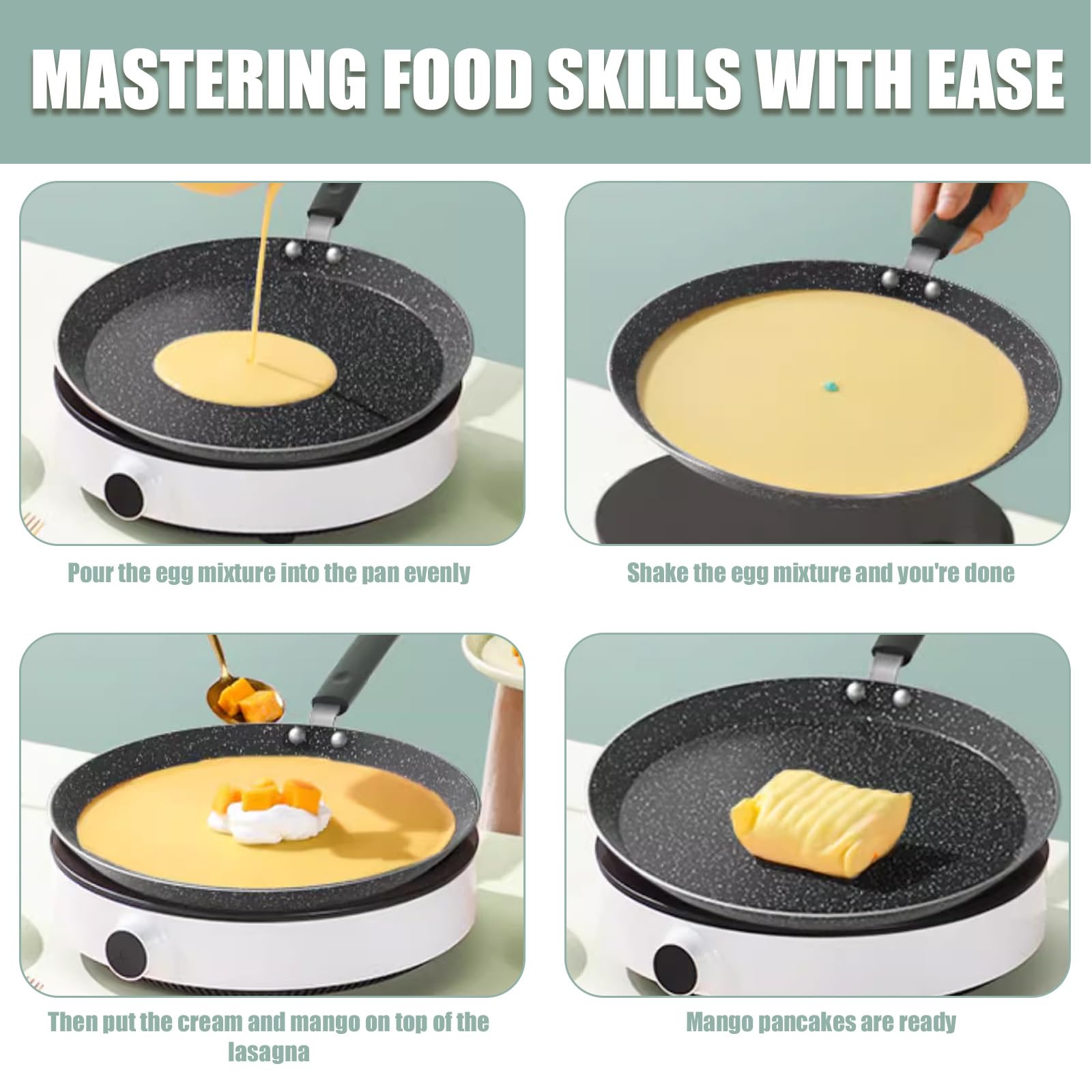 Crepiera Alluflon Tradizione Italia 22 Cm - Rivestimento Antiaderente Ardesia, Lavabile In Lavastoviglie - Foto 4