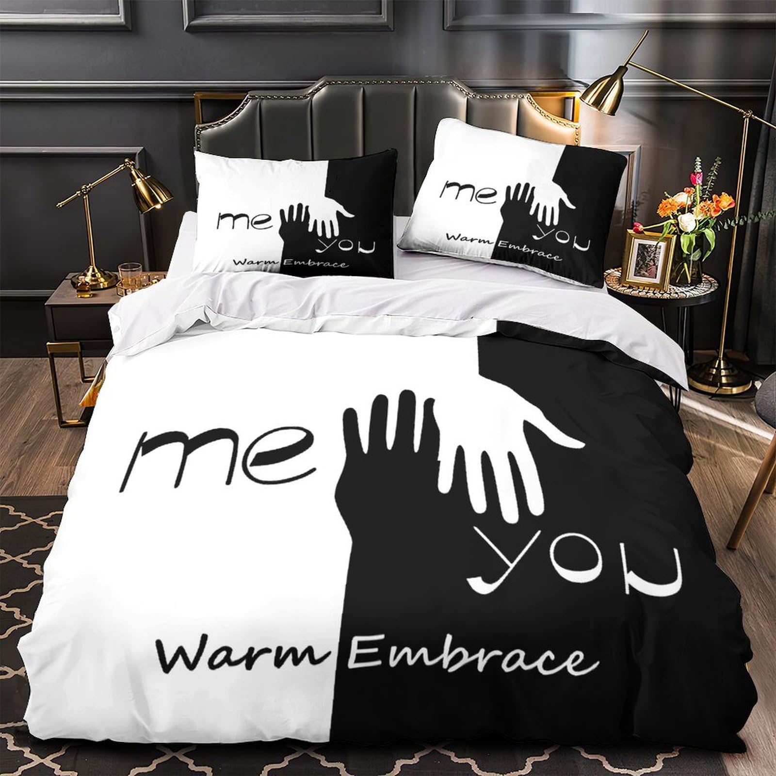 Originelles Pärchen-Motiv 3D Druck Bettwäsche Set Mikrofaser Bezug für Erwachsene Schlafzimmer Dekor Weich Ganzjährig Super King（260x220cm）