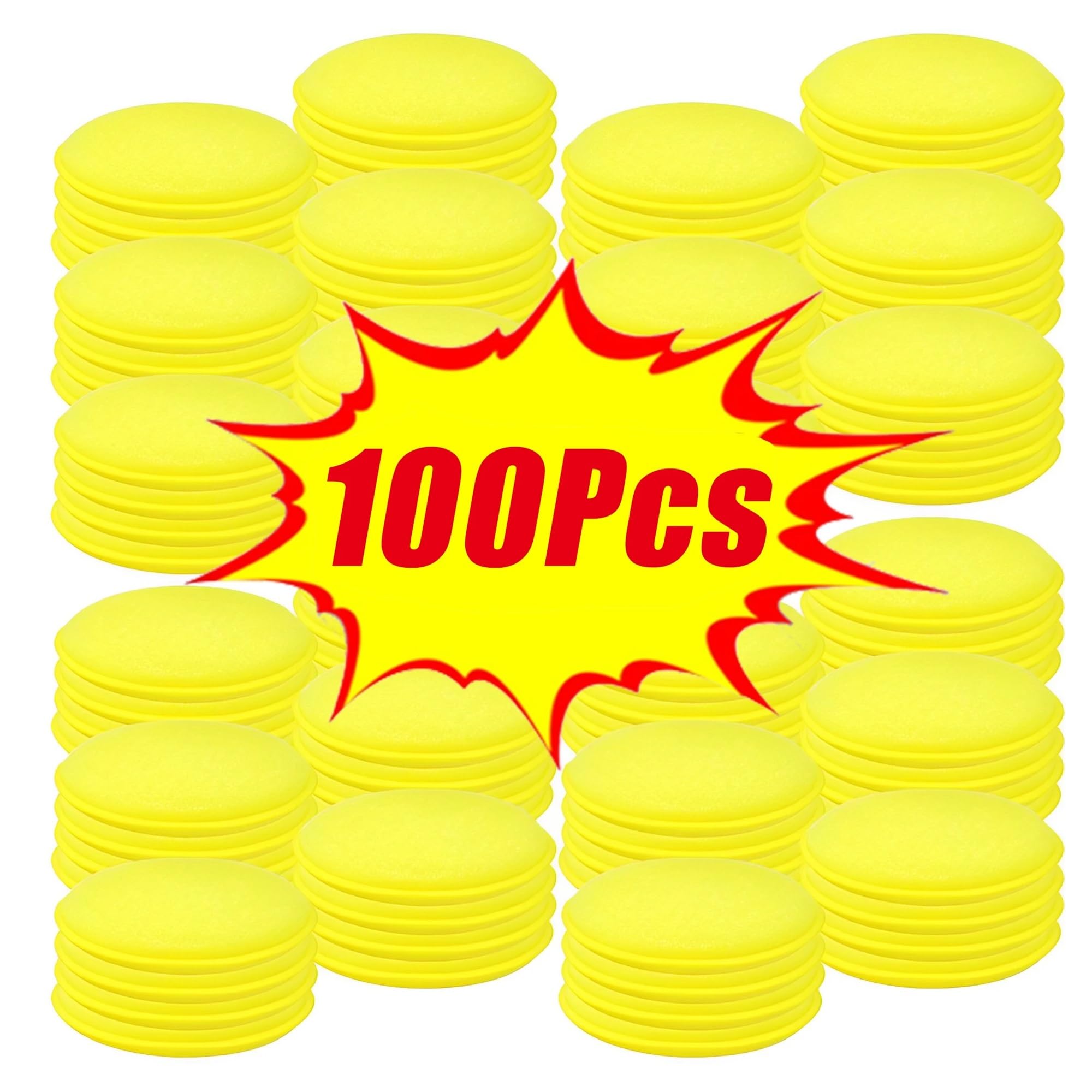 50/100 szt. Gąbki do woskowania samochodu, aplikator, gąbki mycia, wosk, miękka gąbka, narzędzie usuwania kurzu(Yellow 100pcs)