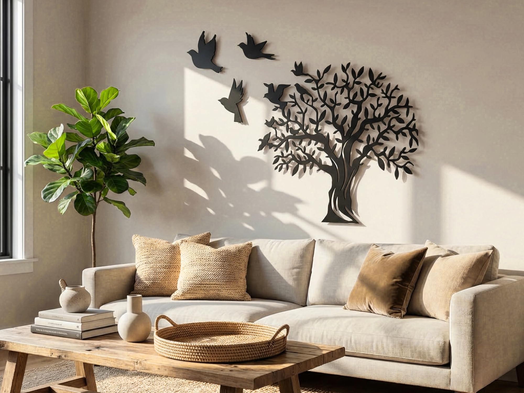 Vailla Tree of Life Wall Art Wooden 3D – Living Room Sculpture Modern Decor