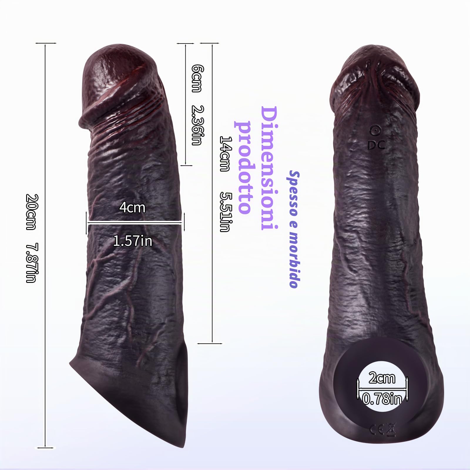 Guaina Fallica con Anello Vibrante, Guaina Pene Vibratore per Uomo, Allunga Estensore Prolunga Pene Indossabile Uomo, Allungamento del Pene Maschile, Sex Toys Sessuali per Uomini Sexytoysys Coppia