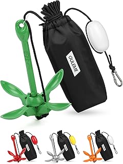 OULEME 1.5/3.5 LB Folding Grapnel Anchor Kit with 40 FT Rope & Buoy, for Boat, Kayak, Canoe, Small Watercraft, SUP, PWC, Jet Ski, Inflatable Paddle Board