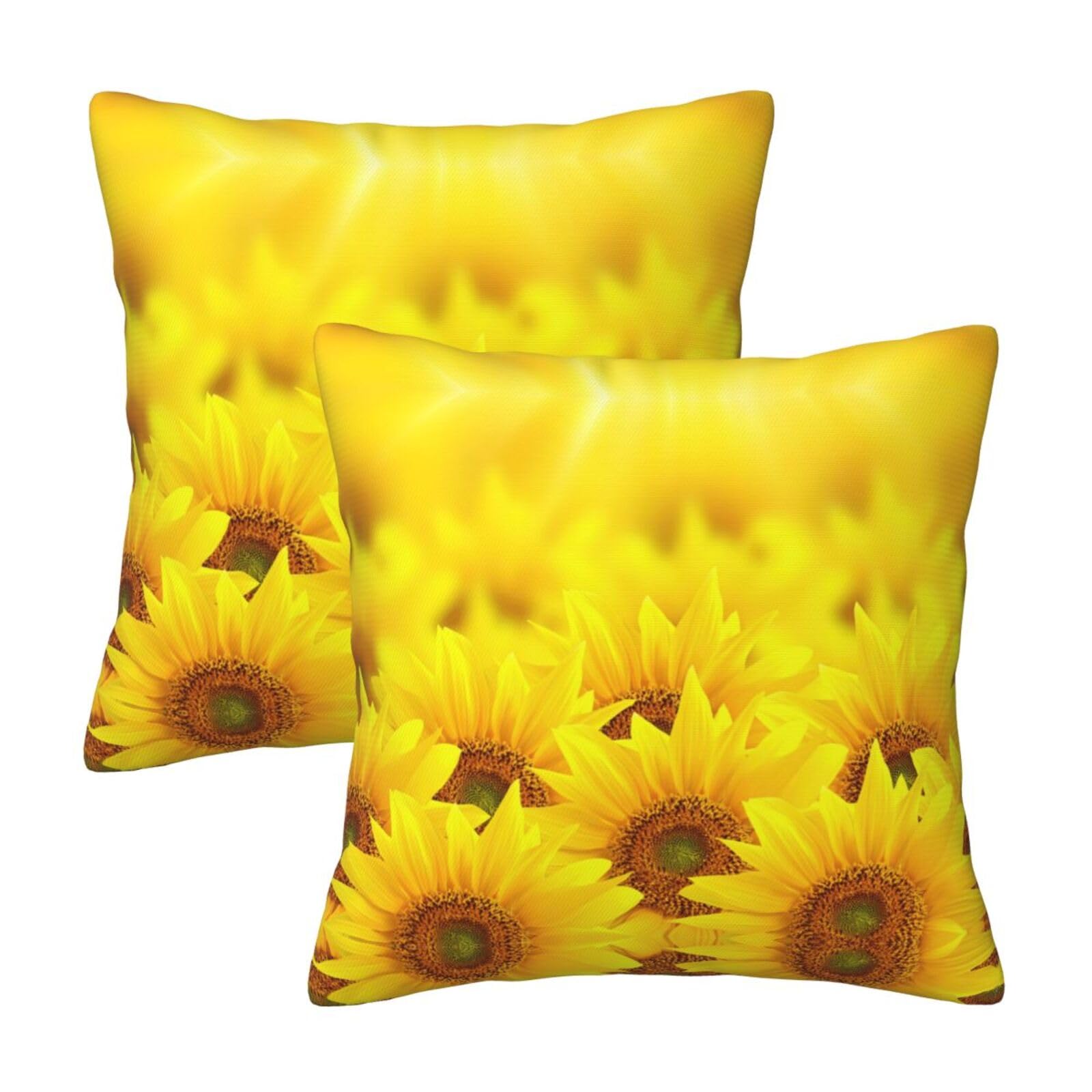 Kfjghhl Yellow Sunflower Throw Pillow Covers Decorative Farmhouse Couch Pillow Case 4 Sizes Square Cushion Pillcase