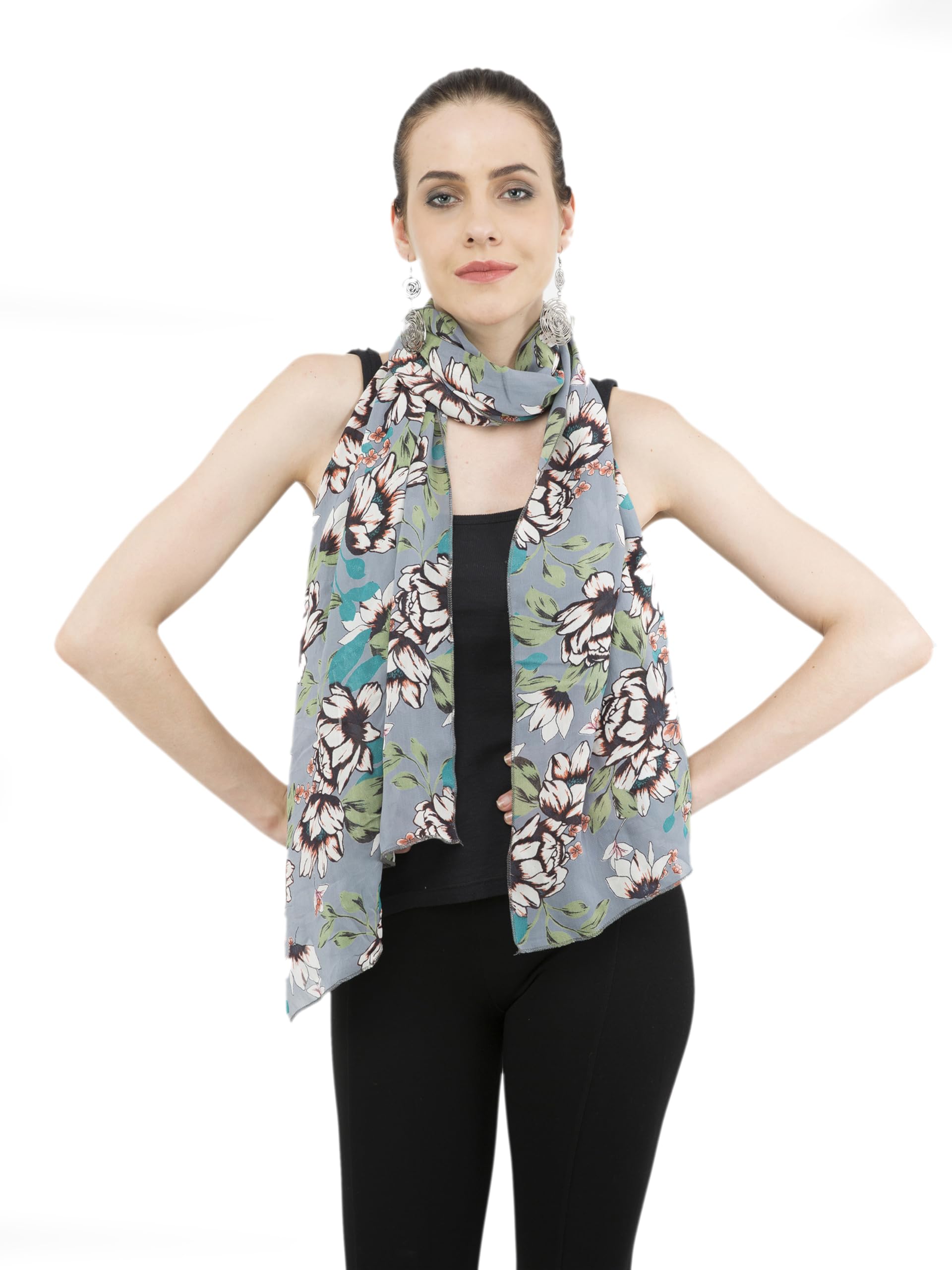 V&M printed soft scarf stole for women and girls (Grey)