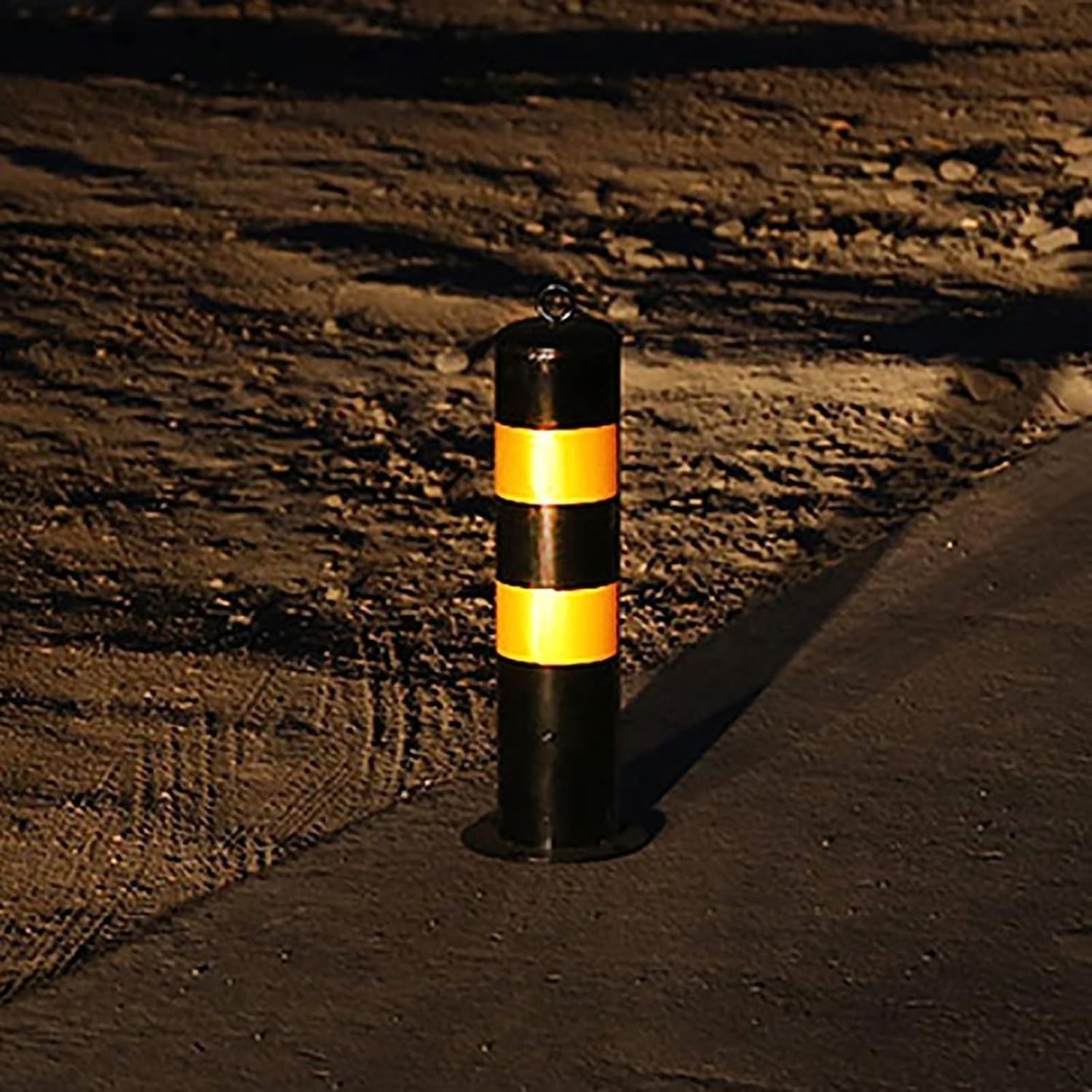 Paletto dissuasore di parcheggio in acciaio, barriera di sicurezza per il controllo del traffico con nastro riflettente, 12 pezzi 76x600x1,5 mm