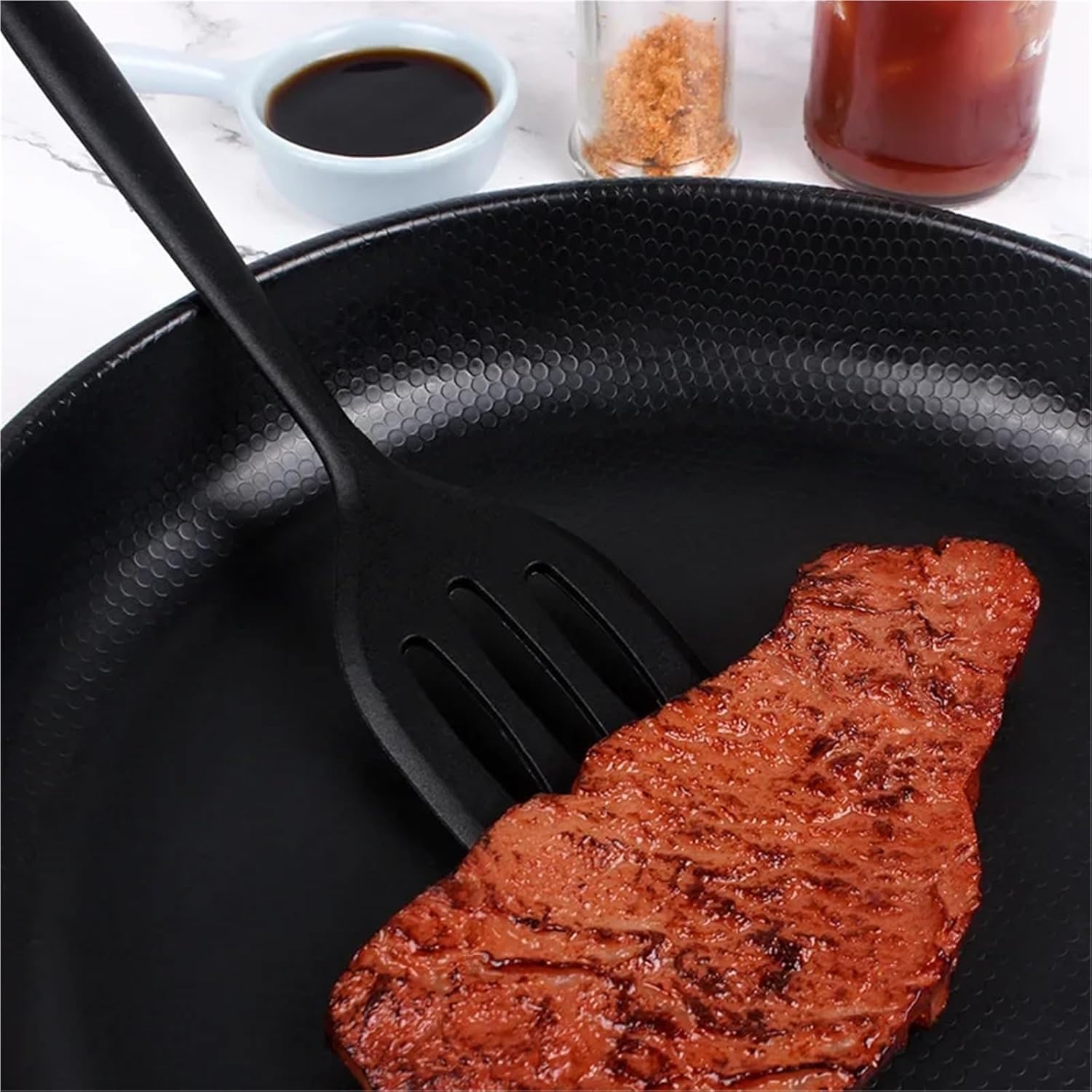 Silicone Spatula Egg Fish Frying PanScoop Fried Shovel Slotted Turners Kitchen Tools Non-Stick Cookware Cooking Utensils(Red-1)