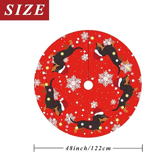 Miniatura 4 de Falda de árbol de Navidad, falda roja para árbol de invierno, falda de árbol de invierno de 48 pulgadas para perro, decoración de interiores y