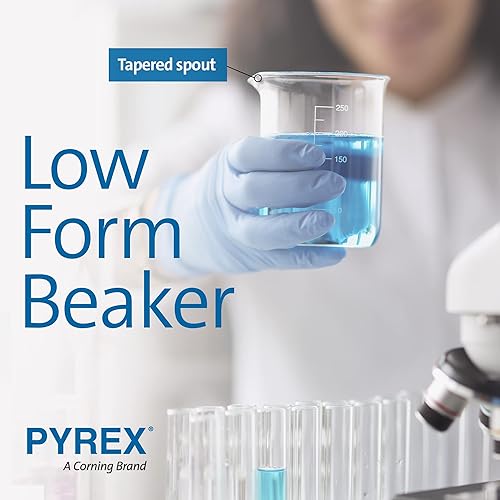 Miniatura 7 de PYREX Griffin Vaso de Precipitados de Vidrio de Borosilicato - Vaso de Precipitados de Medición Graduado de Forma Baja con Pico - Cristalería